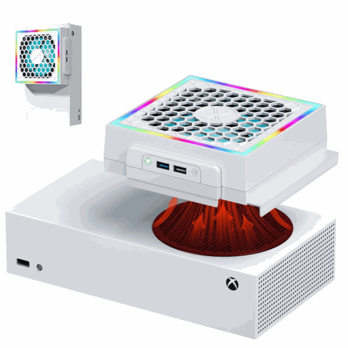 Ventilateur de refroidissement LED réglable pour Xbox Series S, 3 vitesses, 5V, graphite A, avec 7 modes d’éclairage RGB, accessoires de jeu