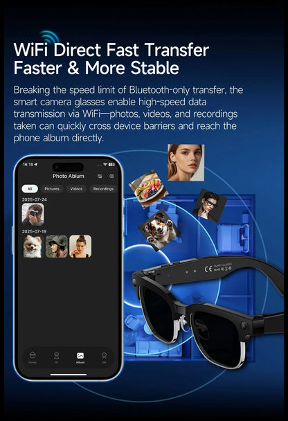 Skaire Lunettes intelligentes IA W630 – Caméra 8 MP et traduction multilingue