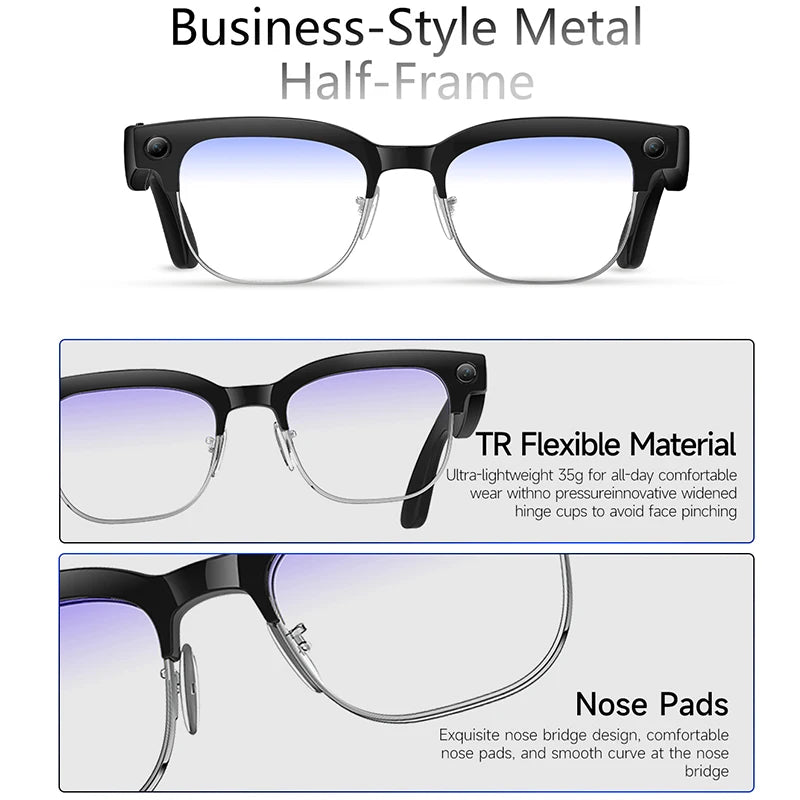 Skaire Lunettes intelligentes IA W630 – Caméra 8 MP et traduction multilingue