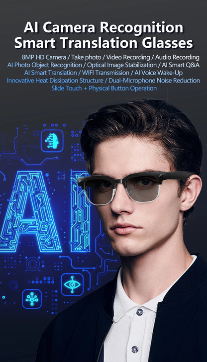 Skaire Lunettes intelligentes IA W630 – Caméra 8 MP et traduction multilingue