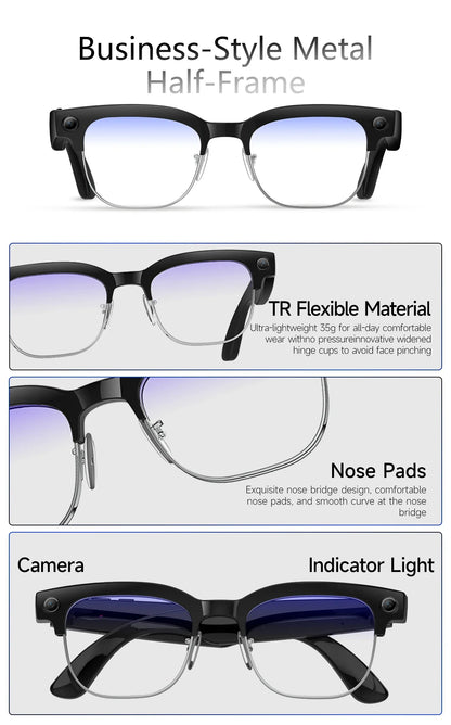 Skaire Lunettes intelligentes IA W630 – Caméra 8 MP et traduction multilingue