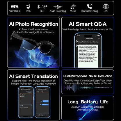 Skaire Lunettes intelligentes IA W630 – Caméra 8 MP et traduction multilingue