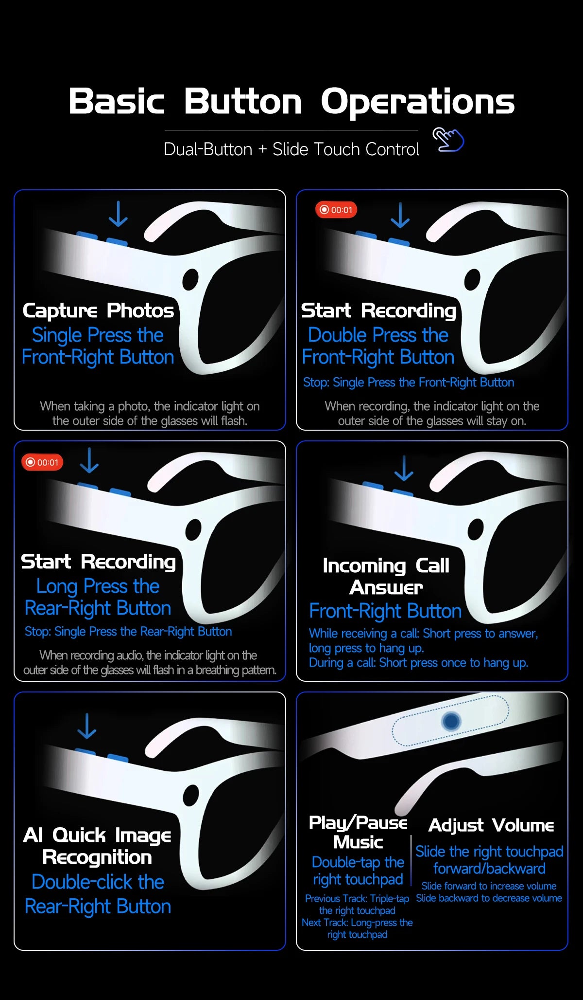 Skaire Lunettes intelligentes IA W630 – Caméra 8 MP et traduction multilingue