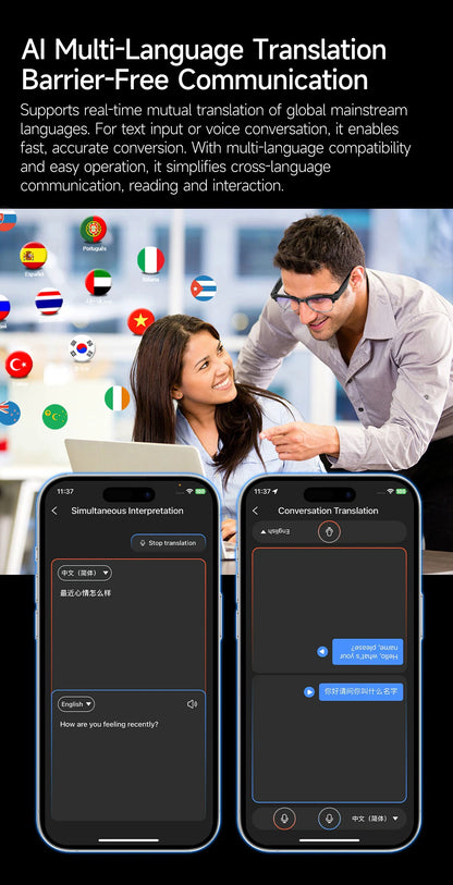 Skaire Lunettes intelligentes IA W630 – Caméra 8 MP et traduction multilingue