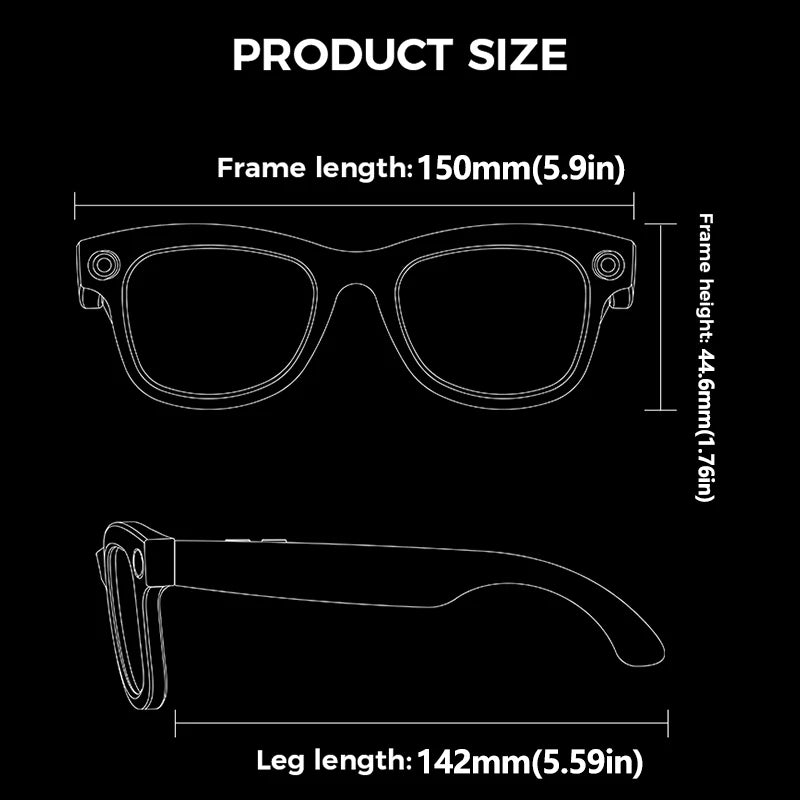 Skaire Lunettes intelligentes IA W630 – Caméra 8 MP et traduction multilingue