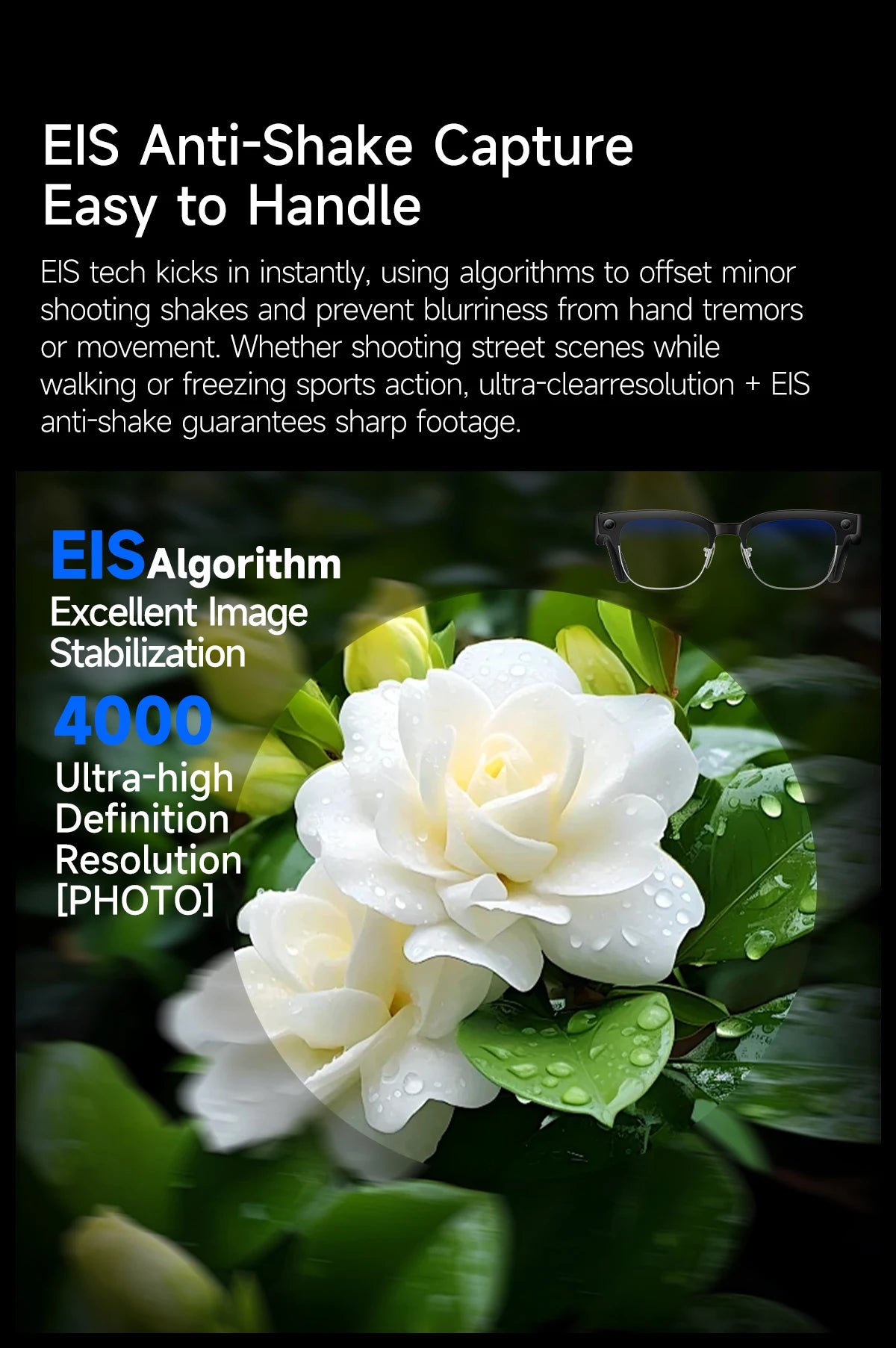 Skaire Lunettes intelligentes IA W630 – Caméra 8 MP et traduction multilingue