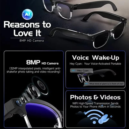 Skaire Lunettes intelligentes IA W630 – Caméra 8 MP et traduction multilingue