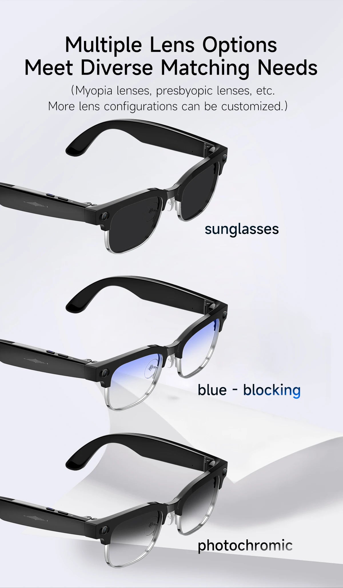 Skaire Lunettes intelligentes IA W630 – Caméra 8 MP et traduction multilingue